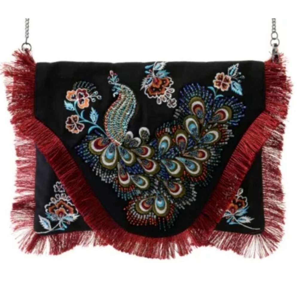 INDIGO MOON SHEILA PEACOCK EMBROIDERED SHOULDER BAGS MULTI